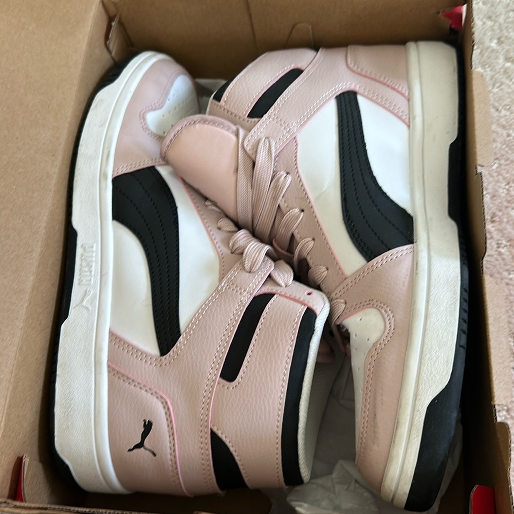 PUMA REBOUND HIGH-TOP SNEAKERS Pink/White /Black 9.5